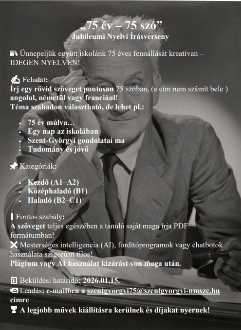 "75 év -75 szó" Jubileumi Nyelvi Írásverseny