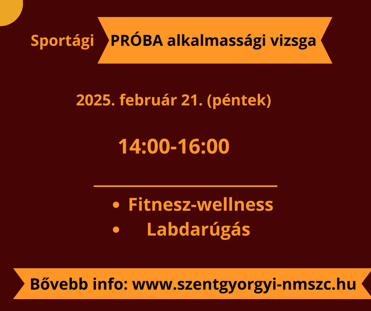 Próbaalkalmassági a Sport ágazat részére!