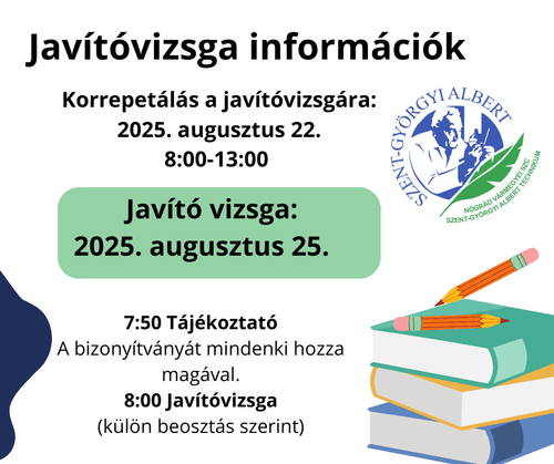 Javítóvizsga információk